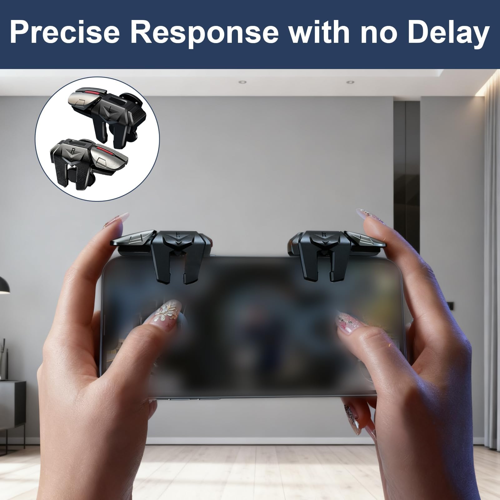 Uliwamowi Triggers 6 Dita Joystick Controller, Gioco Mobile Trigger, Trigger L1R1 L2R2 per iPhone Android, Controller Mobile con Grilletti Sensibili, Gamepad Gioco Ergonomico Smartphone
