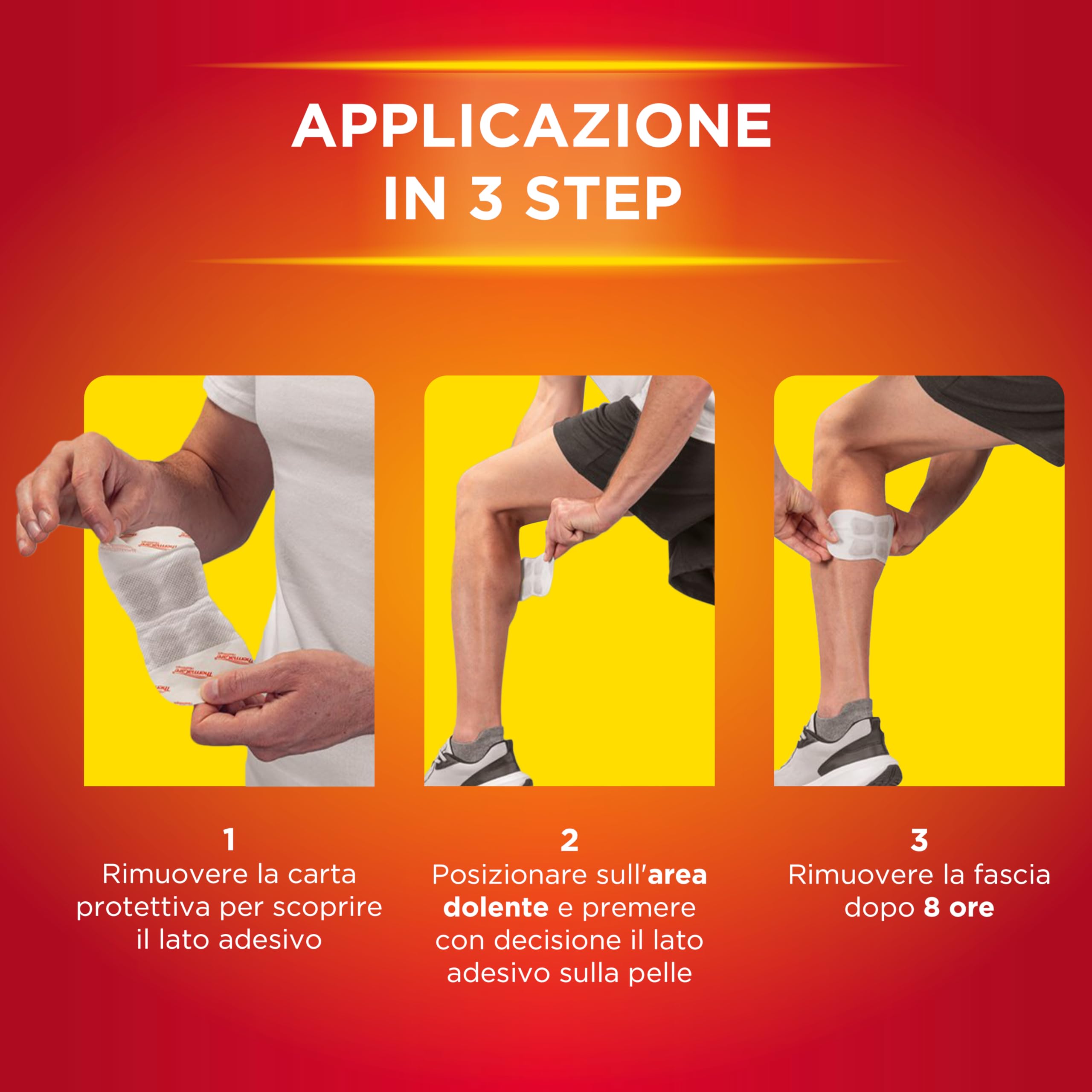ThermaCare Sport, 3 Fasce Autoriscaldanti per Dolori Muscolari Dopo Intenso Esercizio Fisico, Sollievo Mirato e Prolungato, 8 Ore di Calore Terapeutico Costante, Cerotti Riscaldanti Senza Farmaci