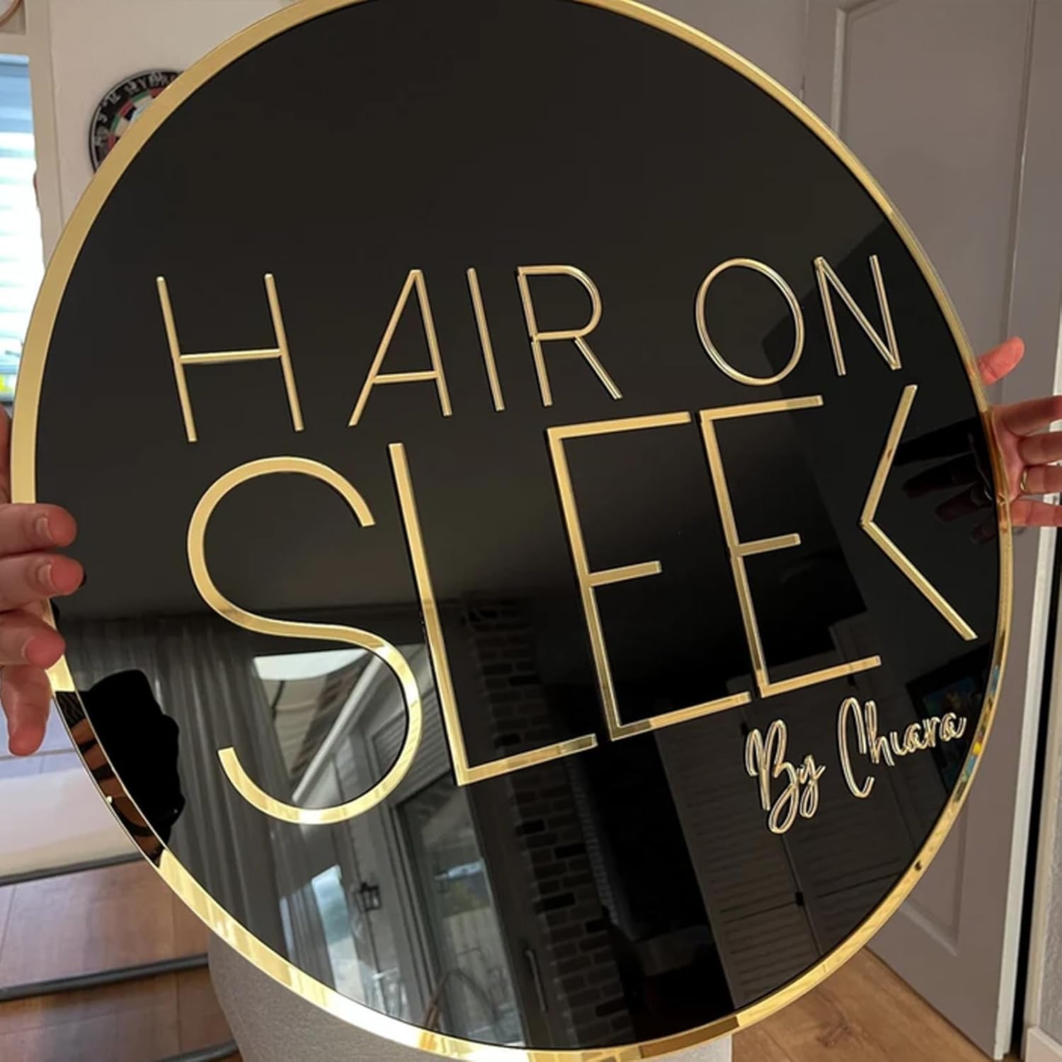 Custom Acrylic Business Logo Sign, 3D Personalized Wall Sign for Storefront, Office or Salon, 12-32 inch Size Options (Black)