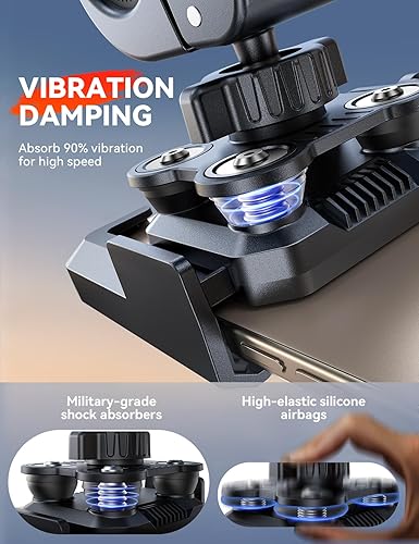 Miniatura 3 de JOYROOM Soporte para teléfono de bicicleta - Amortiguador de vibración dual No bloquea la cámara Manillar de montaje de teléfono de bicicleta,