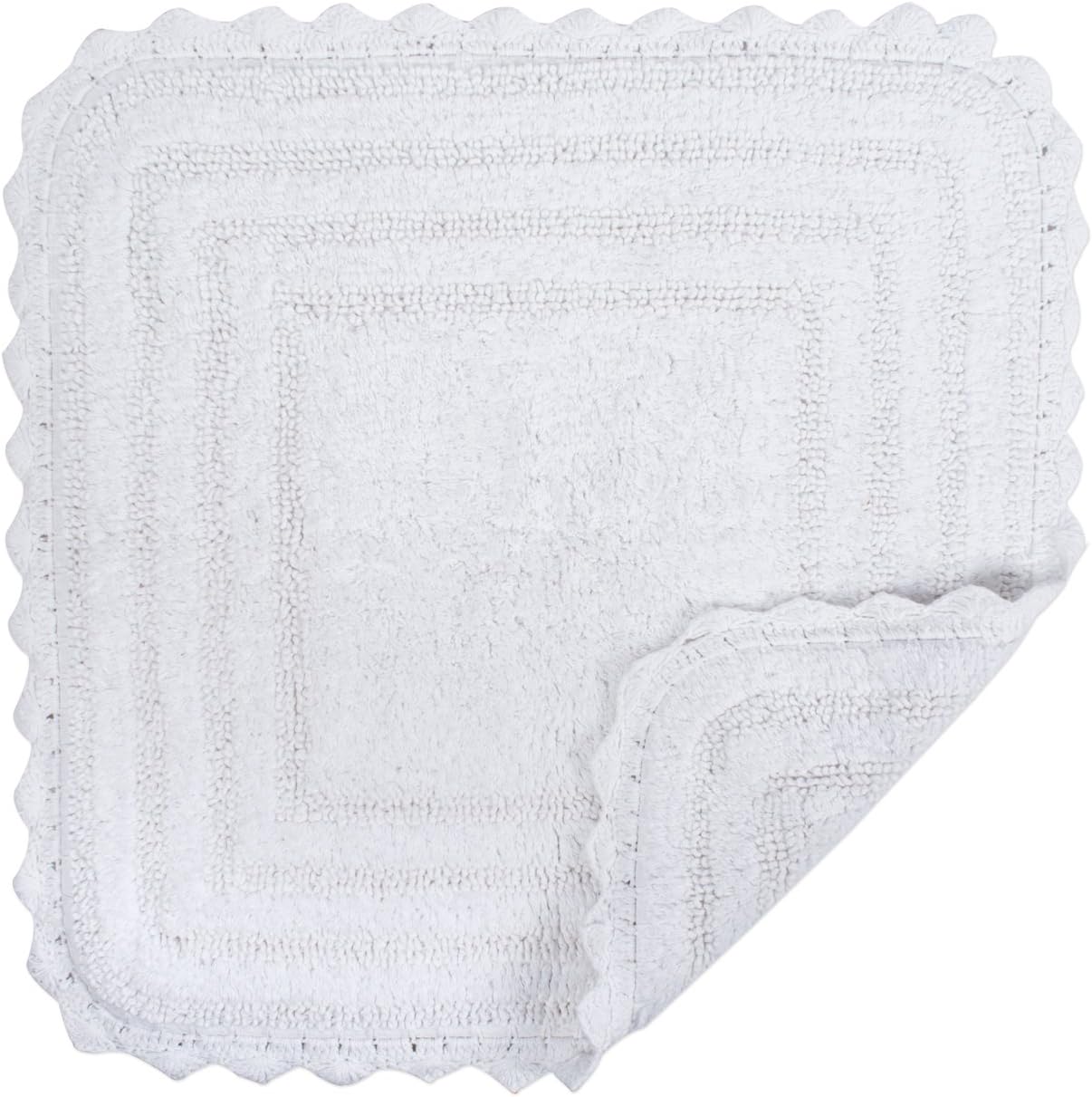 DII Crochet Collection Reversible Bath Mat, Square, 24x24, White : Everything Else