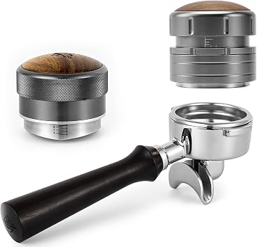 58mm Espresso Tool Set | Double Spouts Portafilter | Slow Rebound Espresso Tamper | Espresso Distributor | Fits E61 | Flair/Rocket/Sanremo etc. | Coffee Bar Accessories