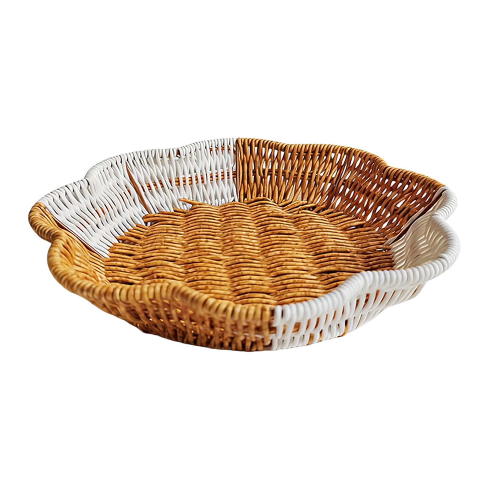 CUNZJIA Elegant Double Tone Wicker Styles Fruit Tray for Dessert and Snacks Sturdy PP Materials Holders with Multiple Compartmen