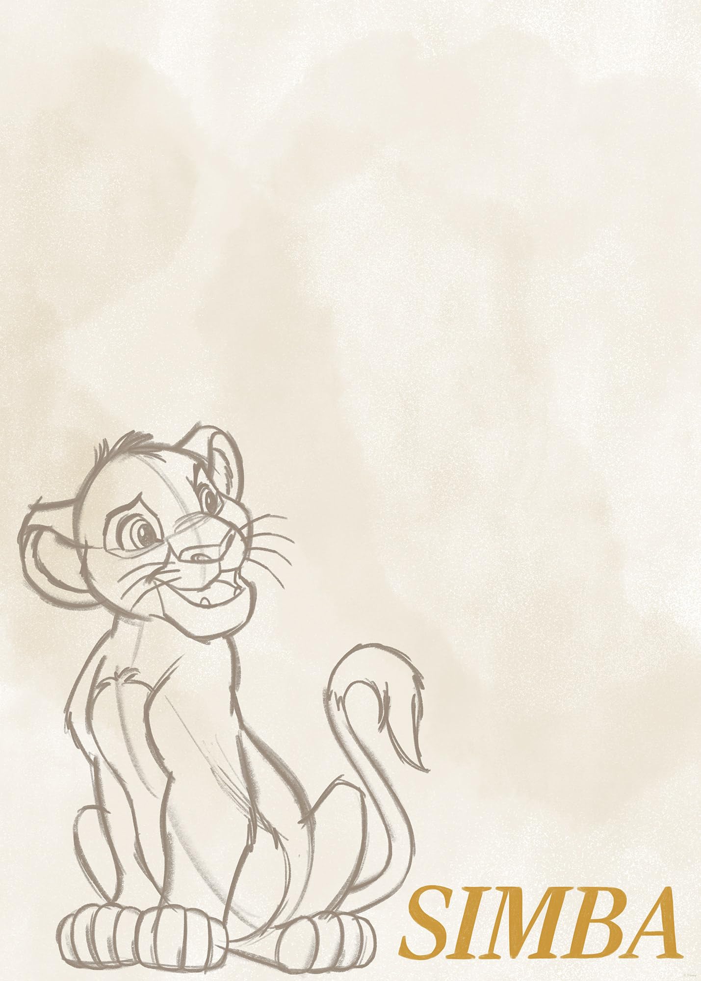 Komar Disney The Lion King Simba Sketch Wall Art 50 x 70 cm Children's Room Wall Decoration