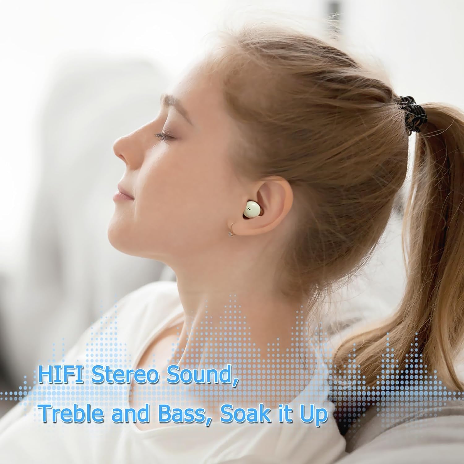 Auriculares para dormir de lado, auriculares inalámbricos para dormir, adecuados para orejas pequeñas, sonido estéreo, carga rápida con funda de carga