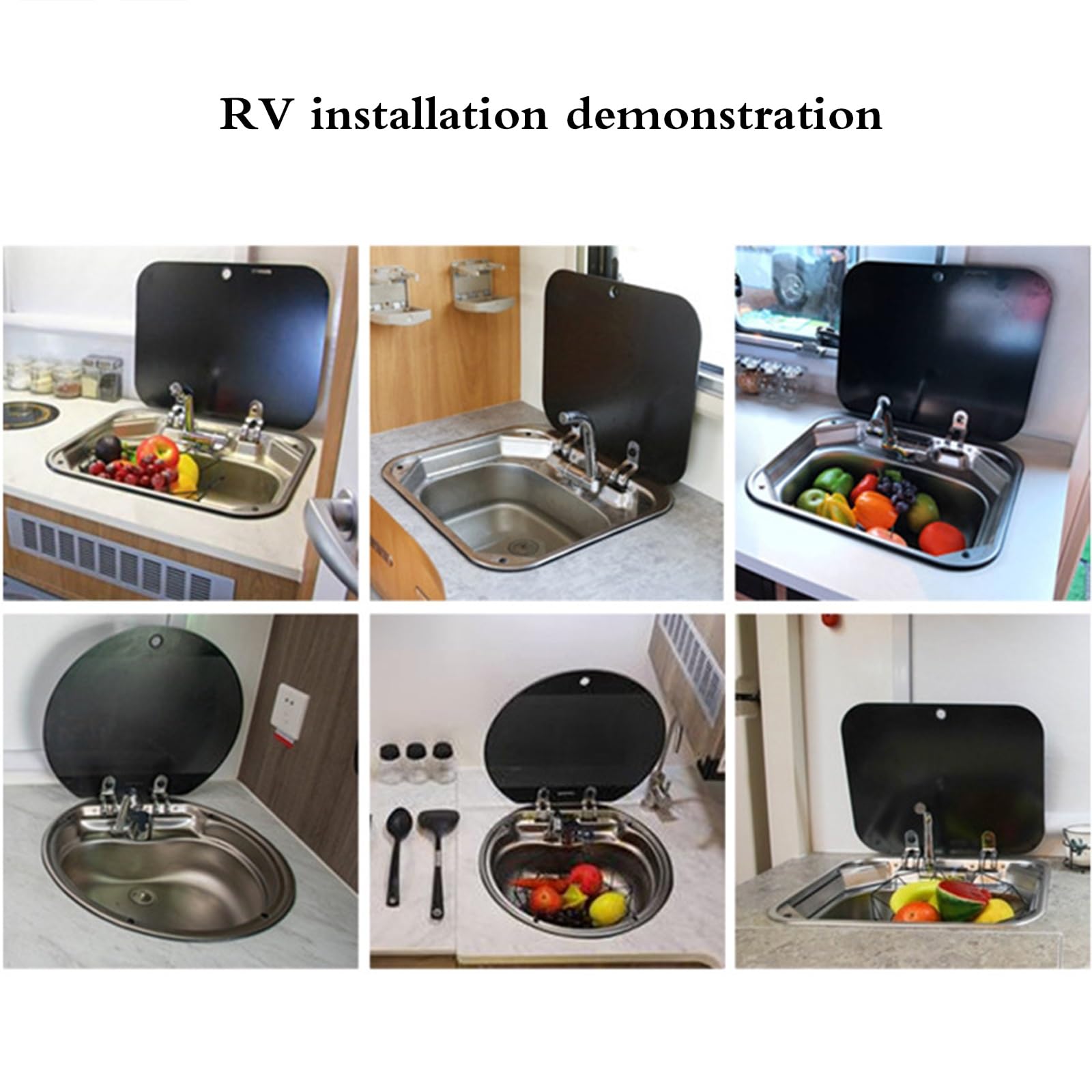 Lavello Da Cucina Pieghevole Con Coperchio Ribaltabile - Lavello Tondo In Acciaio Inox A Vasca Singola Per Camper, Furgone, Camper, Lavamani Con Rubinetto Per Uso Domestico
