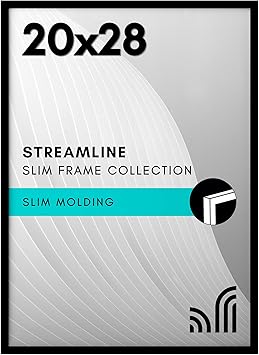 Americanflat 20x28 Picture Frame with Polished Plexiglass - Streamline Collection - Thin Border Picture Frame for Wall Display - Hanging Hardware Included - Black