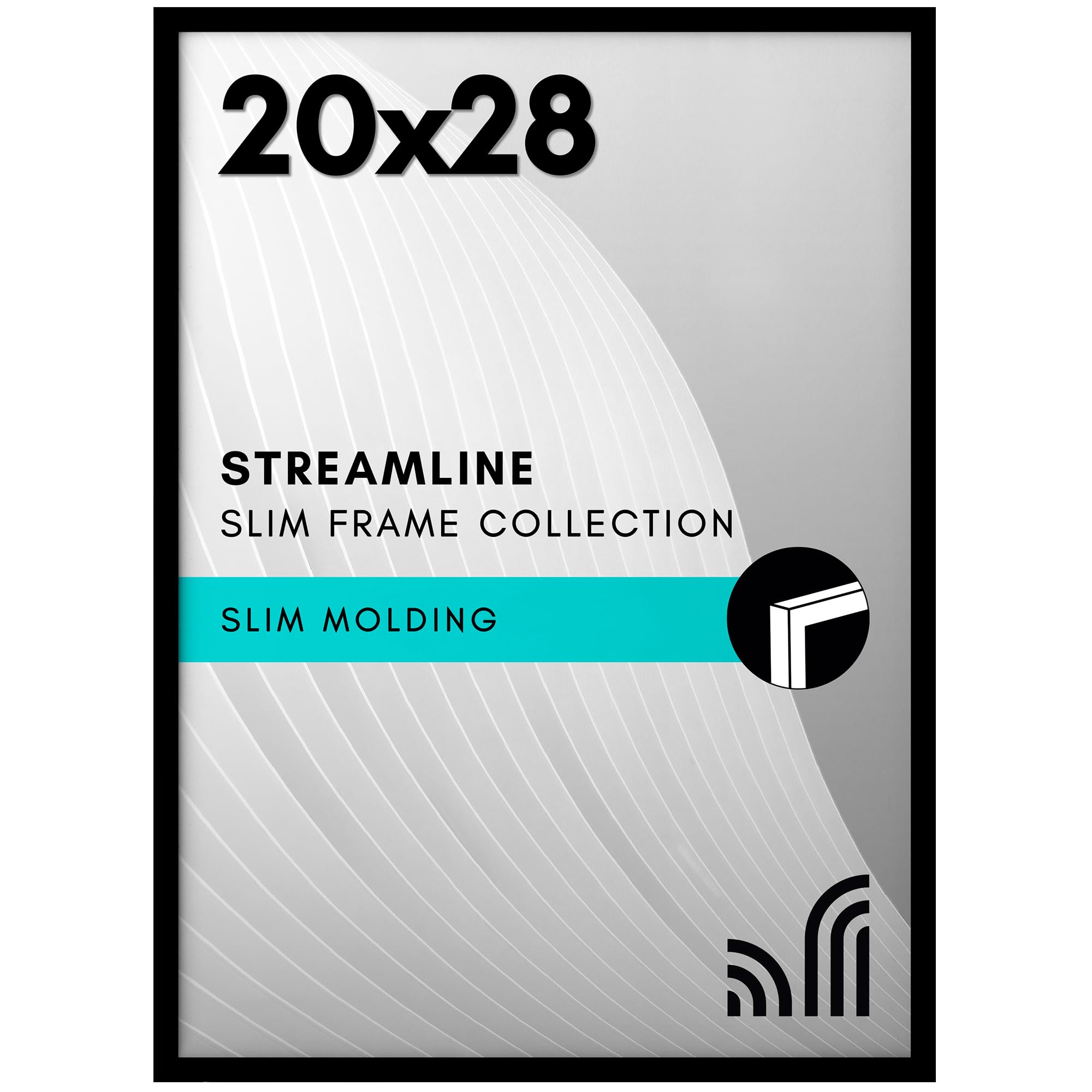 Americanflat 20x28 Picture Frame with Polished Plexiglass - Streamline Collection - Thin Border Picture Frame for Wall Display - Hanging Hardware Included - Black