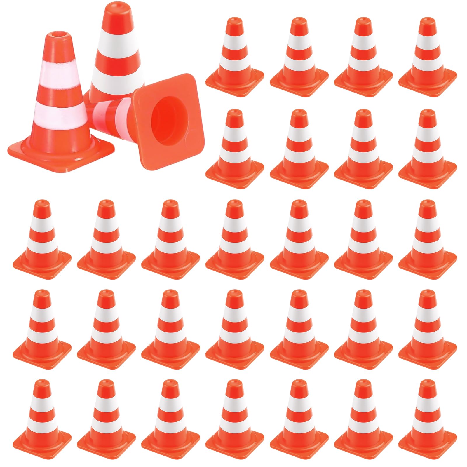 MUYAPAY 32 PCS Traffic Cones Realistic Depiction of Details Mini Cones Recreating Authentic Traffics Scenes Traffic Cone for Micro Landscape Sand Table Street Signs Engineering Road(Cone)