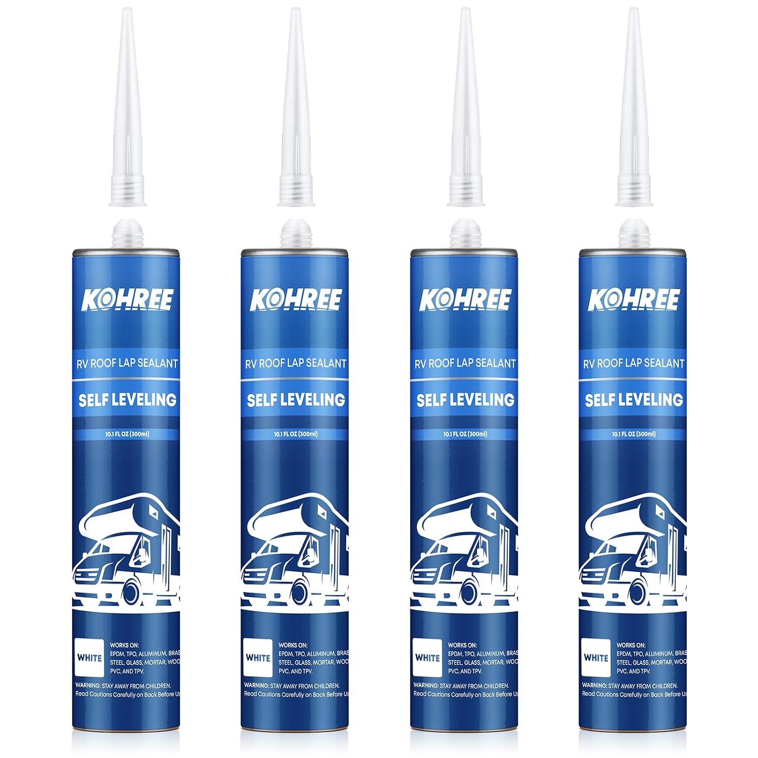 Kohree Self-Leveling RV Roof Sealant White 4 Pack