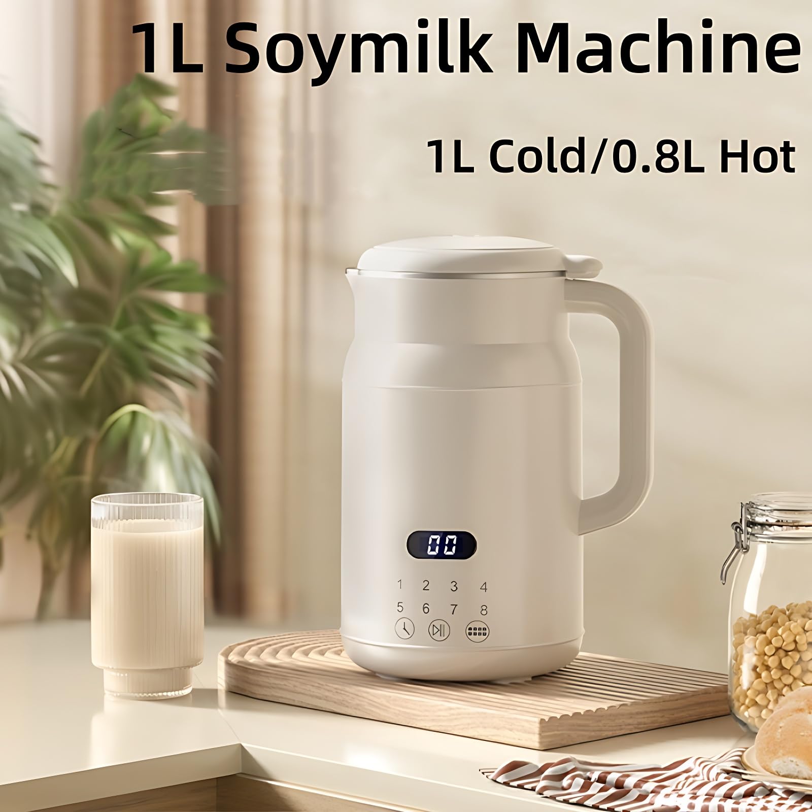 Mała automatyczna wyciskarka do mleka sojowego, 800 ml domowego urządzenia do produkcji mleka orzechowego z 10 ostrzami, 24-godzinny serwis, wielofunkcyjna, cicha wyciskarka do mle