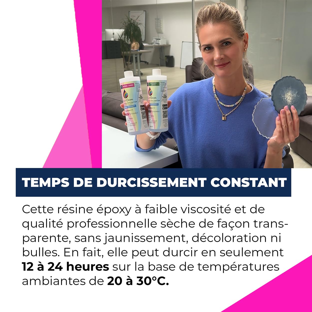 Resine Epoxy Ultra Transparente RESIN4DECOR 1:1 - Parfaite pour l’artisanat et l'art Fabrication de bijoux et de moules - Non jaunissant et non toxique - Durcissement en 12-24h - Inodore - 1000ml