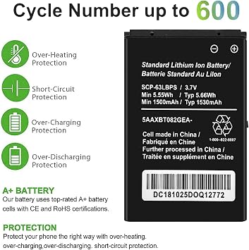 (Upgraded) Battery for SCP-63/9LBPS1530mAh Replacement Battery for Kyocera SCP-63LBPS SCP-69LBPS DuraXV Plus E4520 DuraXA E4510 DuraXE E4710