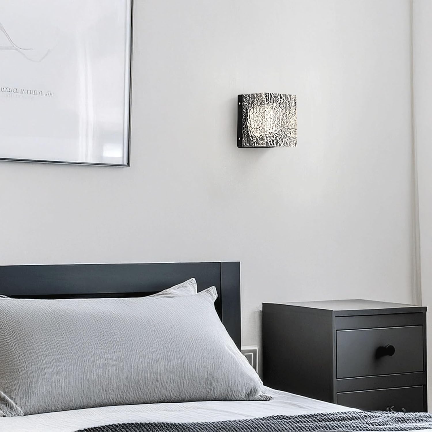 Modern Minimalist Unique LED Wall Sconce Three Color Dimmable Hand Polished Ice Crack Acrylic Lampshade Aluminum Body for Living Room Bedroom Hotel Hallway Background Wall Art Decor