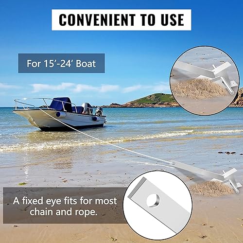 Miniatura 5 de VEVOR Kit de anclaje para barco de 8.5 libras, anclaje estilo Fluke de acero galvanizado por inmersión en caliente, ancla marina con ancla, cuerda,