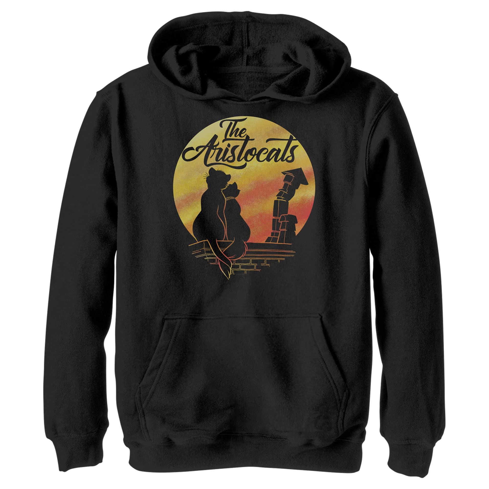 Disney Kids Aristocats Moon Silhouette Youth - Felpa con Cappuccio, Misura Media, Colore: Nero, Nero, M