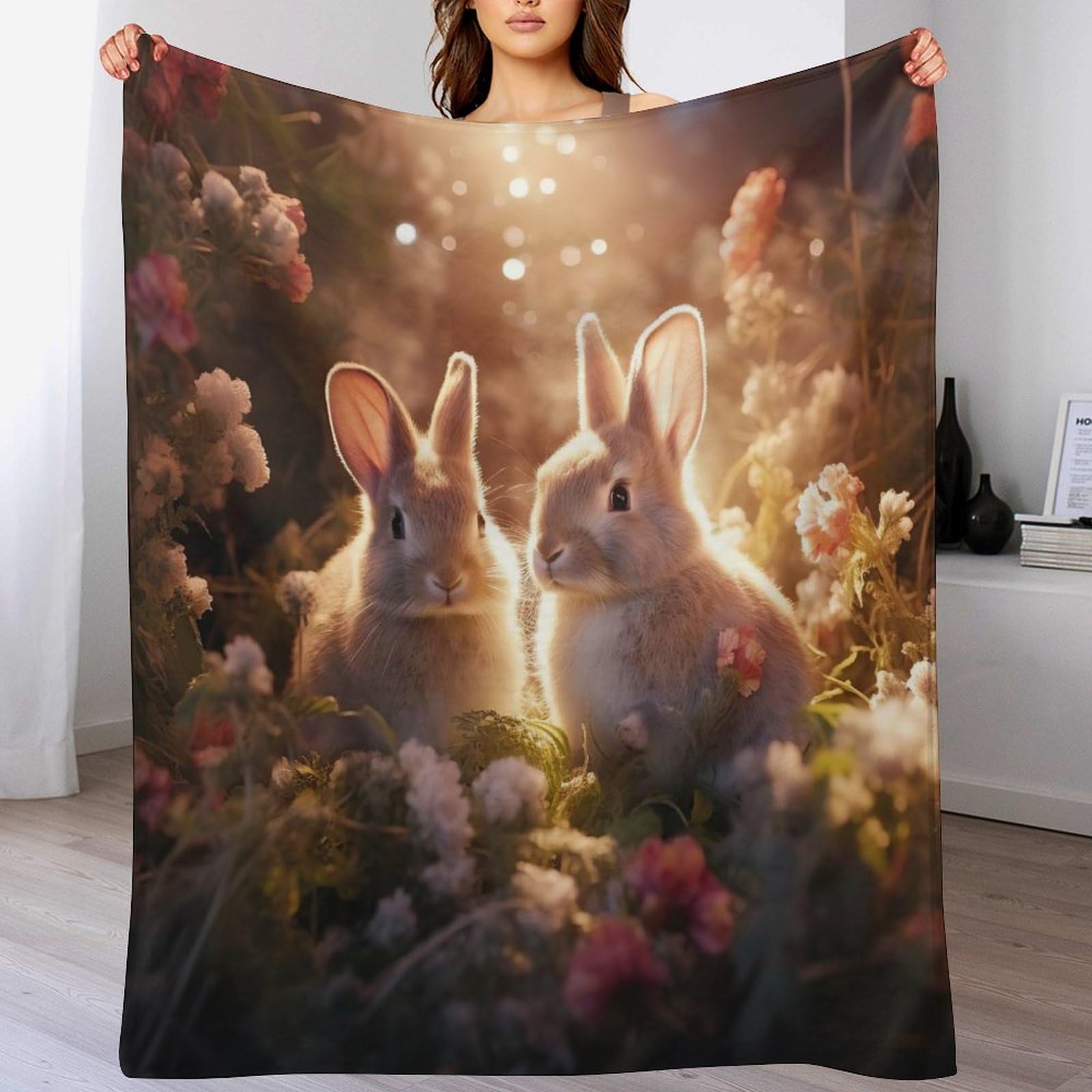 Couverture polaire lapin extra douce 180x200 pour un sommeil thermique parfait sur lit et canapé