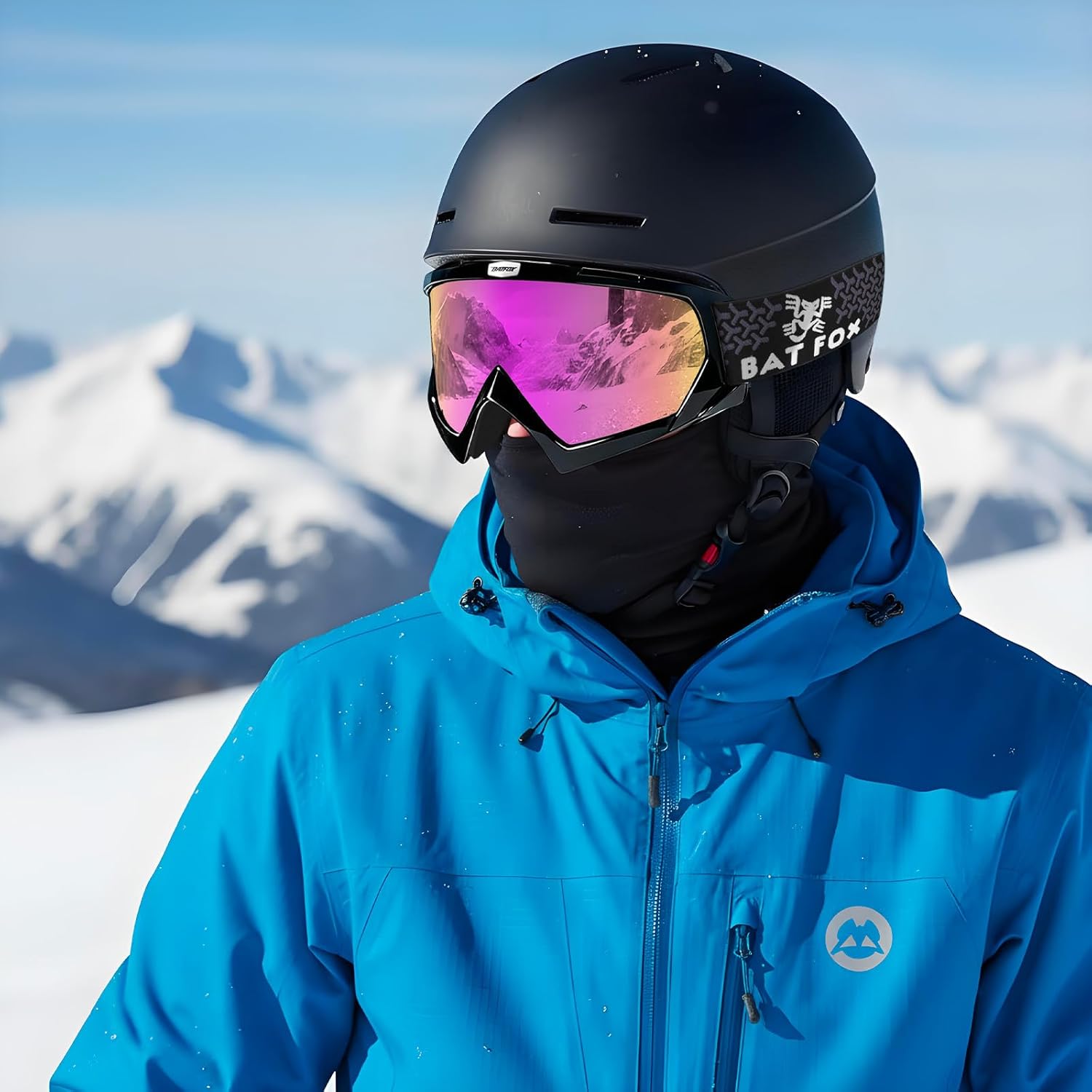 BATFOX Anti Fog Ski Goggles OTG for Adults & Kids, Snowboard Goggles with 100% UV Protection & Anti-Slip Fit for Skiing
