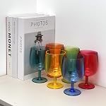 15 Ounce Plastic Wine Glasses Set of 6,Unbreakable Acrylic Wine Glasses,Reusable Colored Plastic Goblets Stackable,Dishwasher Safe Bpa Free Ideal for Parties (Multi Color, 12 Ounce)