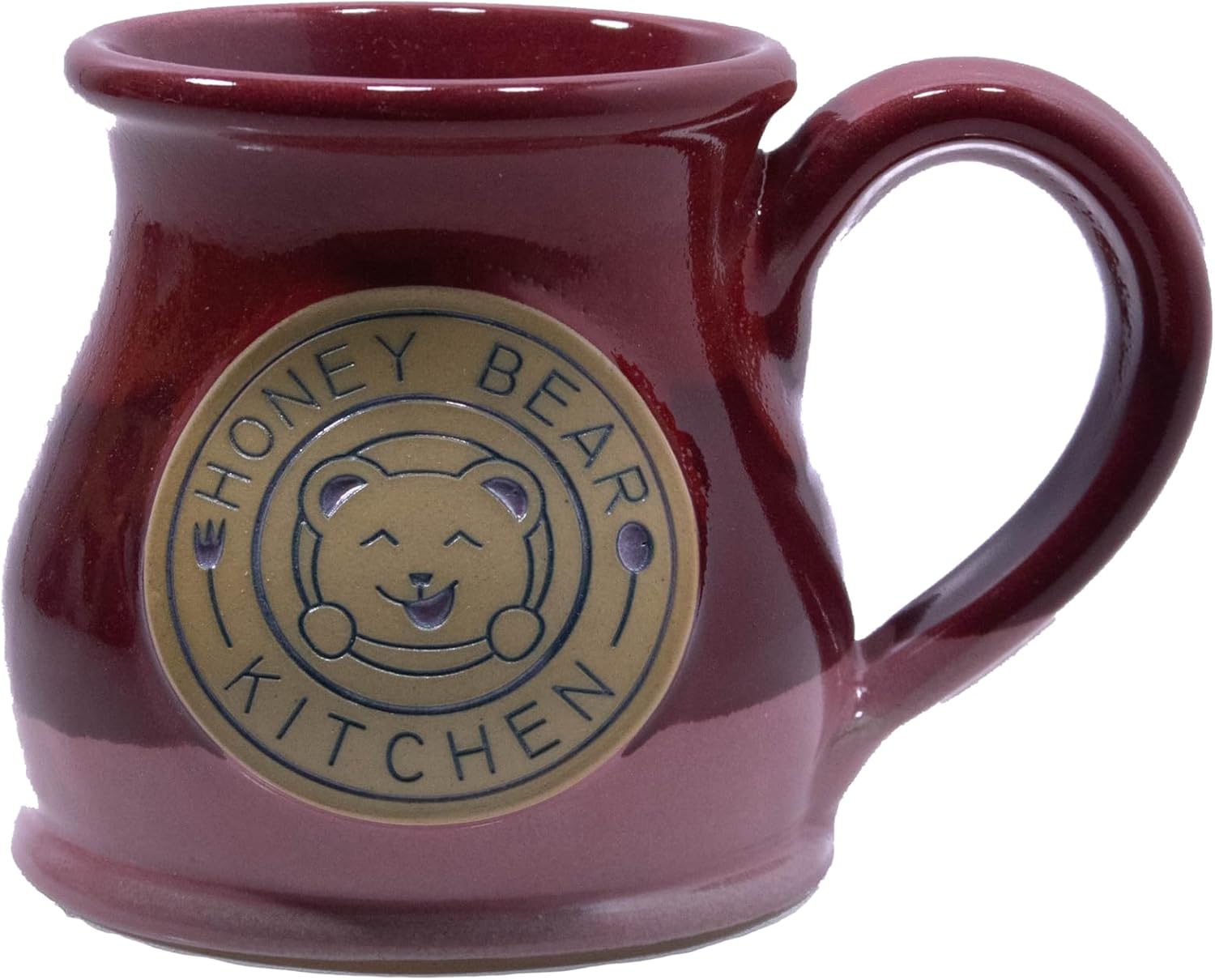 HONEY BEAR KITCHEN Handmade Tall Belly Stoneware Mug (Chocolate w/Cinnamon White Marble Glaze, 14 oz)