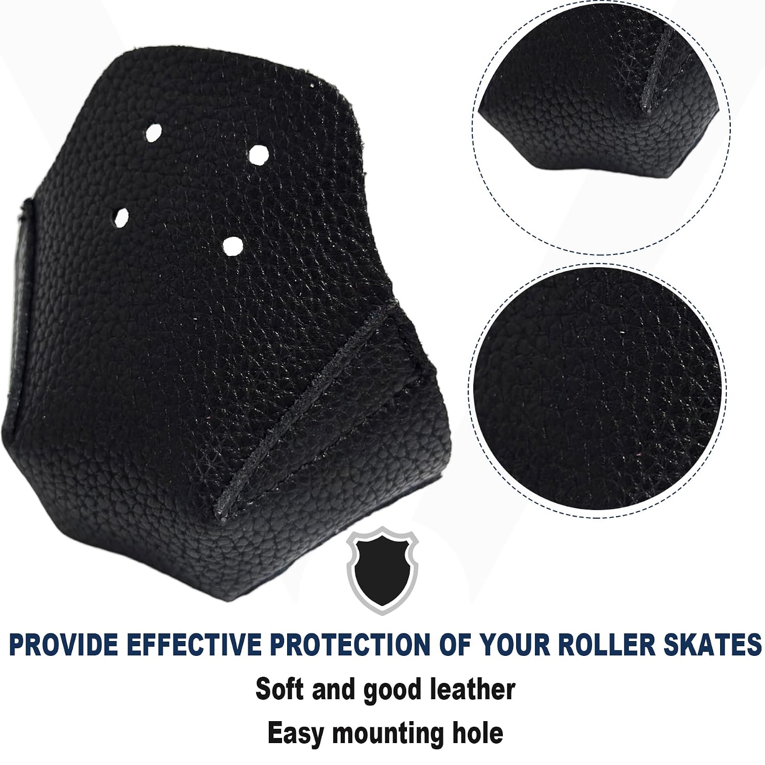 Roller Skate Derby Speed 1 Black Toe Cap Guard Protectors | Pair Real Cowhide Artificial Leather Roller Skate Protectors for Quad Roller Skate