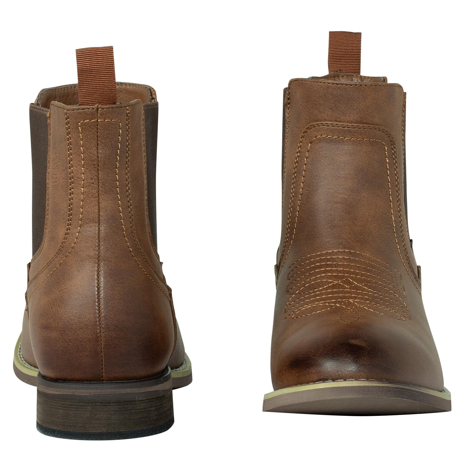 J's.o.l.e Stivali Chelsea da uomo alla caviglia stivali da cowboy per uomo Western punta rotonda slip on casual stivali da lavoro marrone