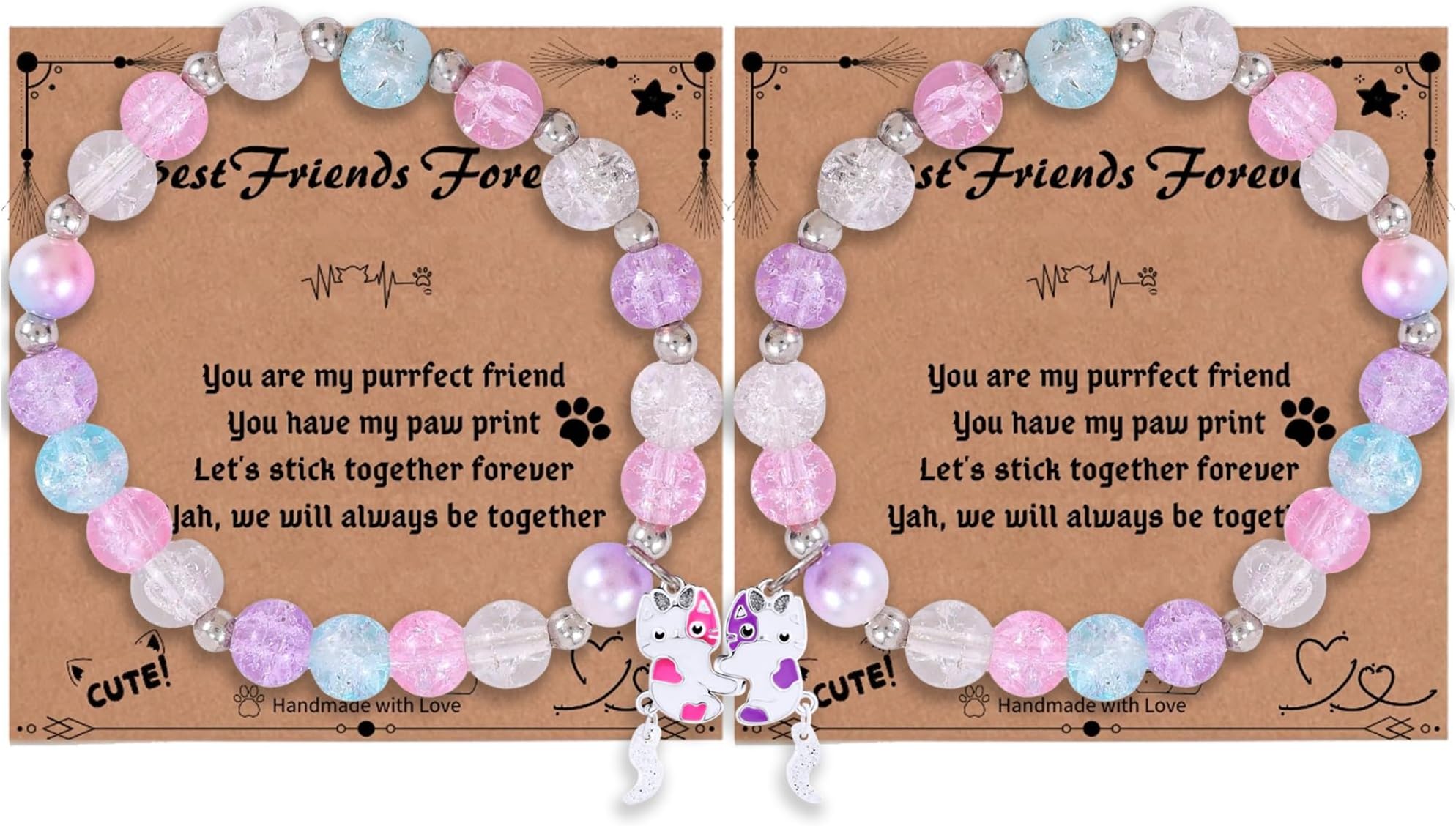 Friendship Bracelets Cute Magnetic Matching Charm Beaded Best Friend Bracelet BFF Bracelets for 2 Girls Women