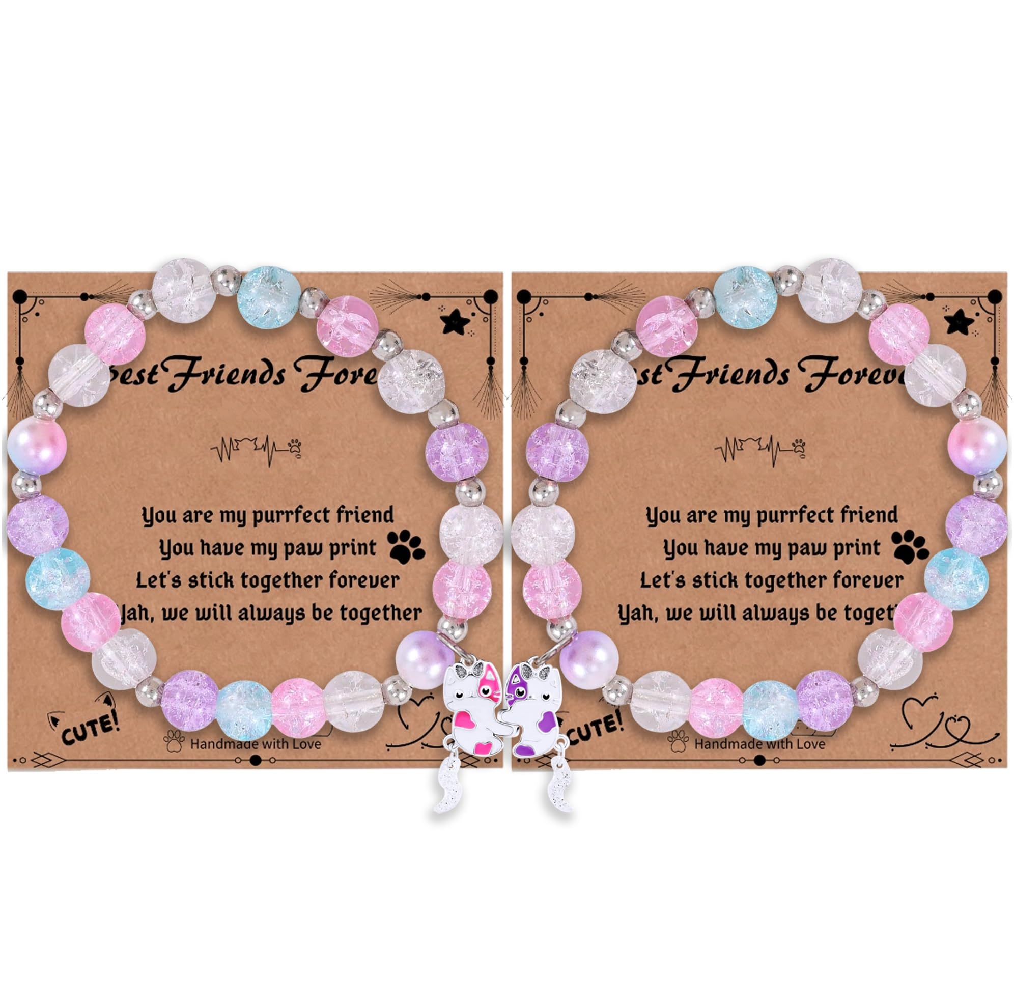 DOYYCA Friendship Bracelets Cute Magnetic Matching Charm Beaded Best Friend Bracelet BFF Bracelets for 2 Girls Women