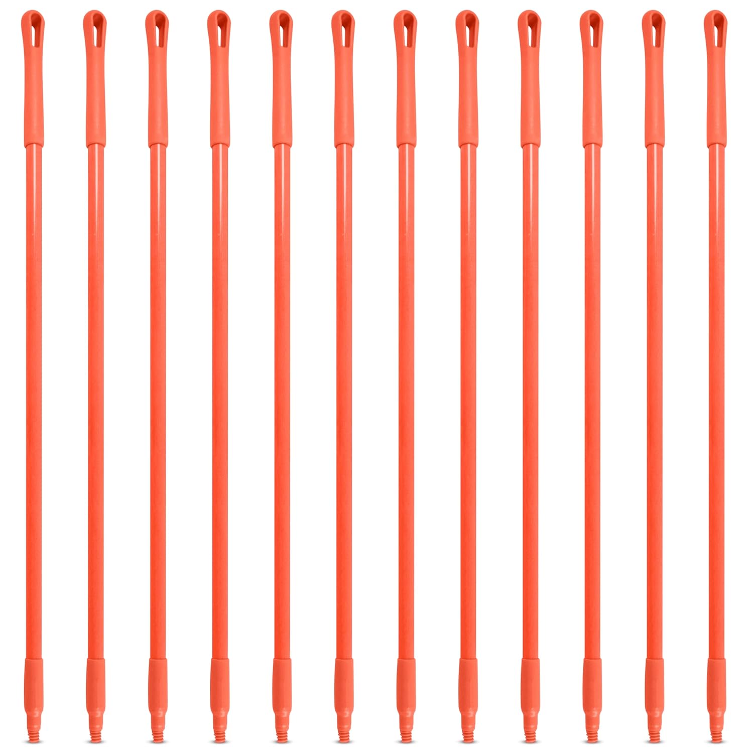 SPARTA 41225EC24 Fiberglass Broom Handle, Mop Handle, Replacement Handle With Acme Threaded Tip For Commercial Cleaning, 48 Inches, Orange, (Pack of 12)