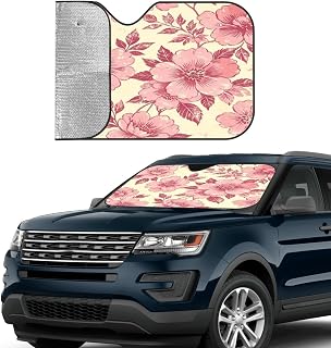Car Windshield Sun Shade 51"×27.5", Foldable Front Shade | Car Gift For Drivers, Blush Pink Vintage Floral Wall Art Print