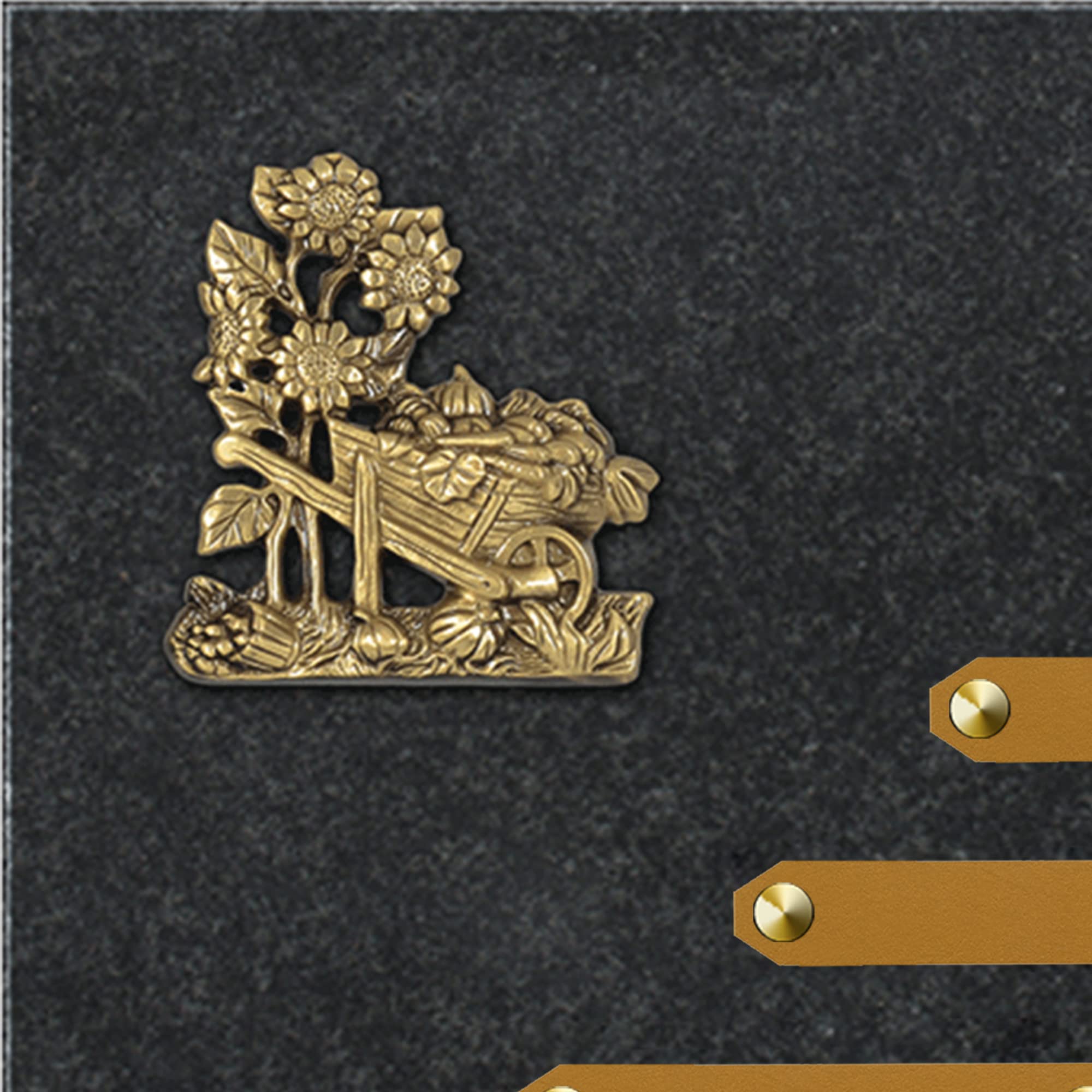 Plaque funéraire personnalisée - Granit - assemblée en France - bronze brouette - H 30 X L 40 cm - 3 textes