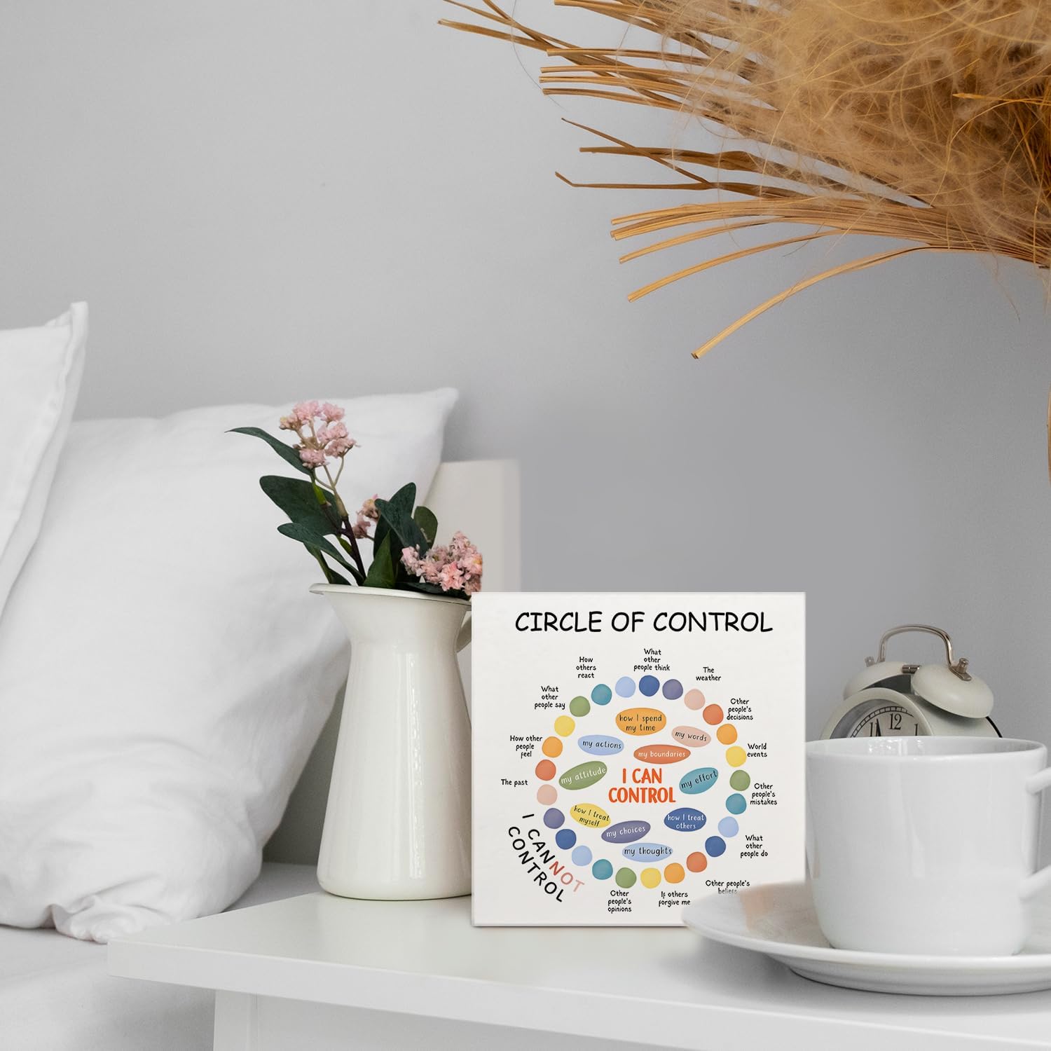 Mental Health Decor, Circle of Control Mental Health Wooden Box Sign, Inspirational Mental Health Wood Signs for Therapist Office Counselor Office Classroom Desk Shelf Table Decor, 5x5 Inch - Image 3