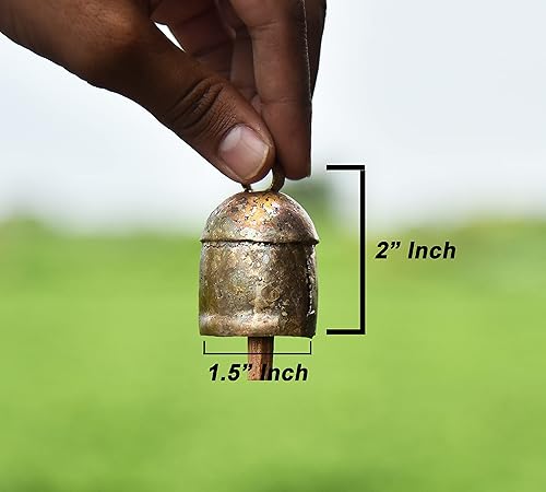 Miniatura 9 de 10 campanas pequeñas de metal de vaca de 2 pulgadas, campanas rústicas doradas para manualidades, campanas de bruja colgantes, cascabeles para