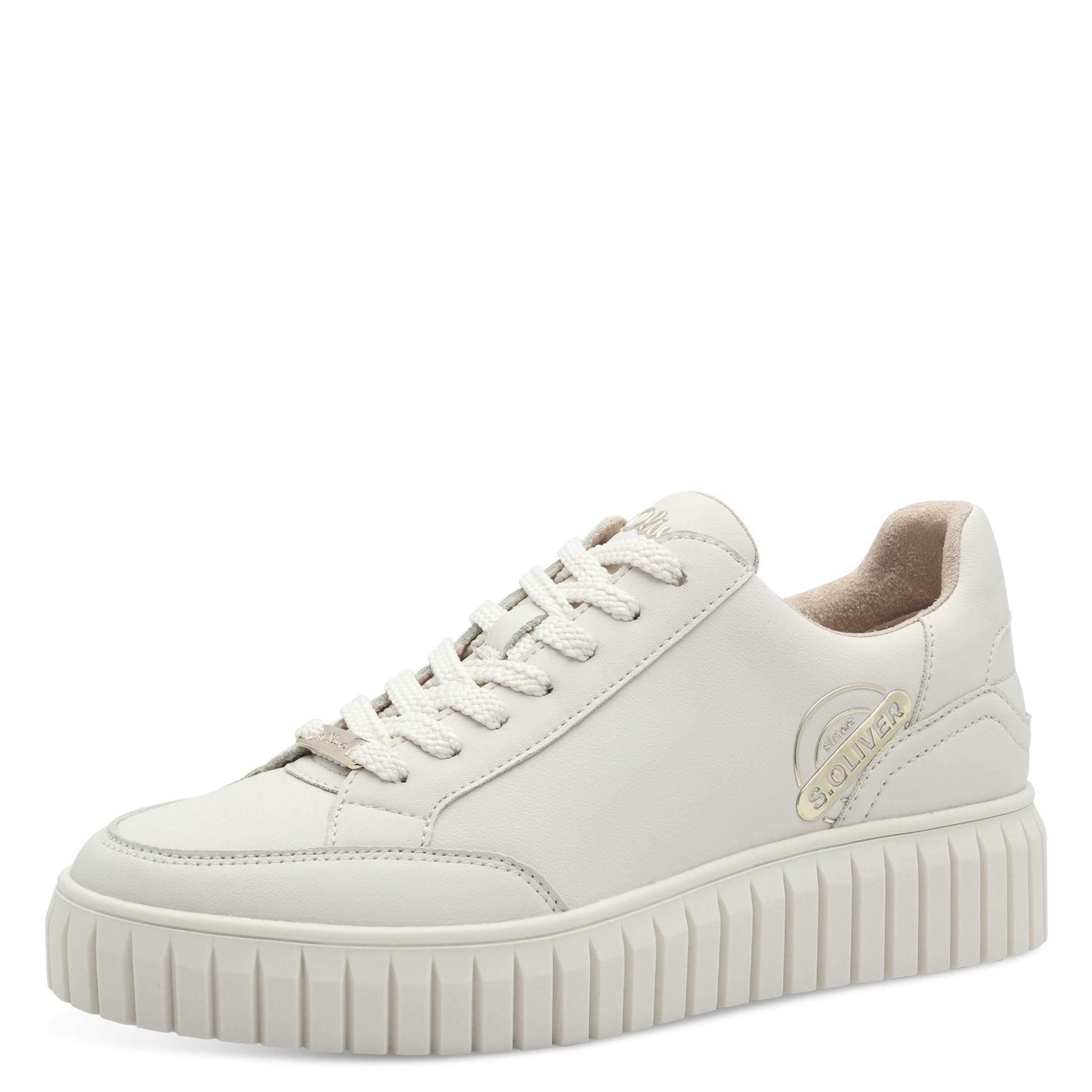 s.Oliver Women's Flat Low Top Vegan Trainers, Nude, 8 UK