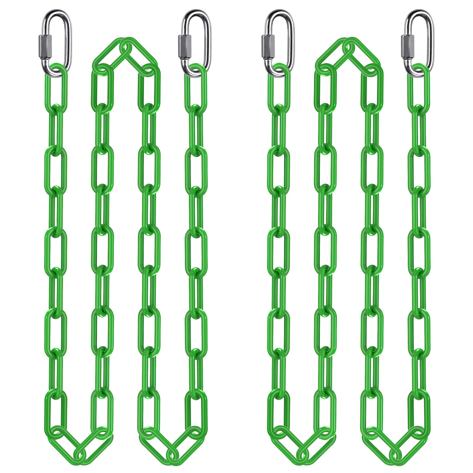 BeneLabel 2pcs Swing Chains, 250cm Hammock Chair Chain Heavy Duty Adjustable Metal Boxing Hanging Supplies with Carabiners Colored Punching Bag Sandbag Extender Kit, 5mm Diameter, 1000lbs/Green — image 1