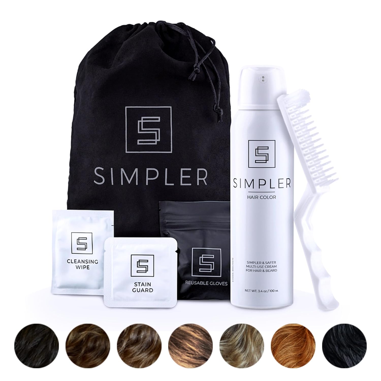 Simpler Hair Color for Men Kit – Full Gray Coverage Brown Black Dye Foam