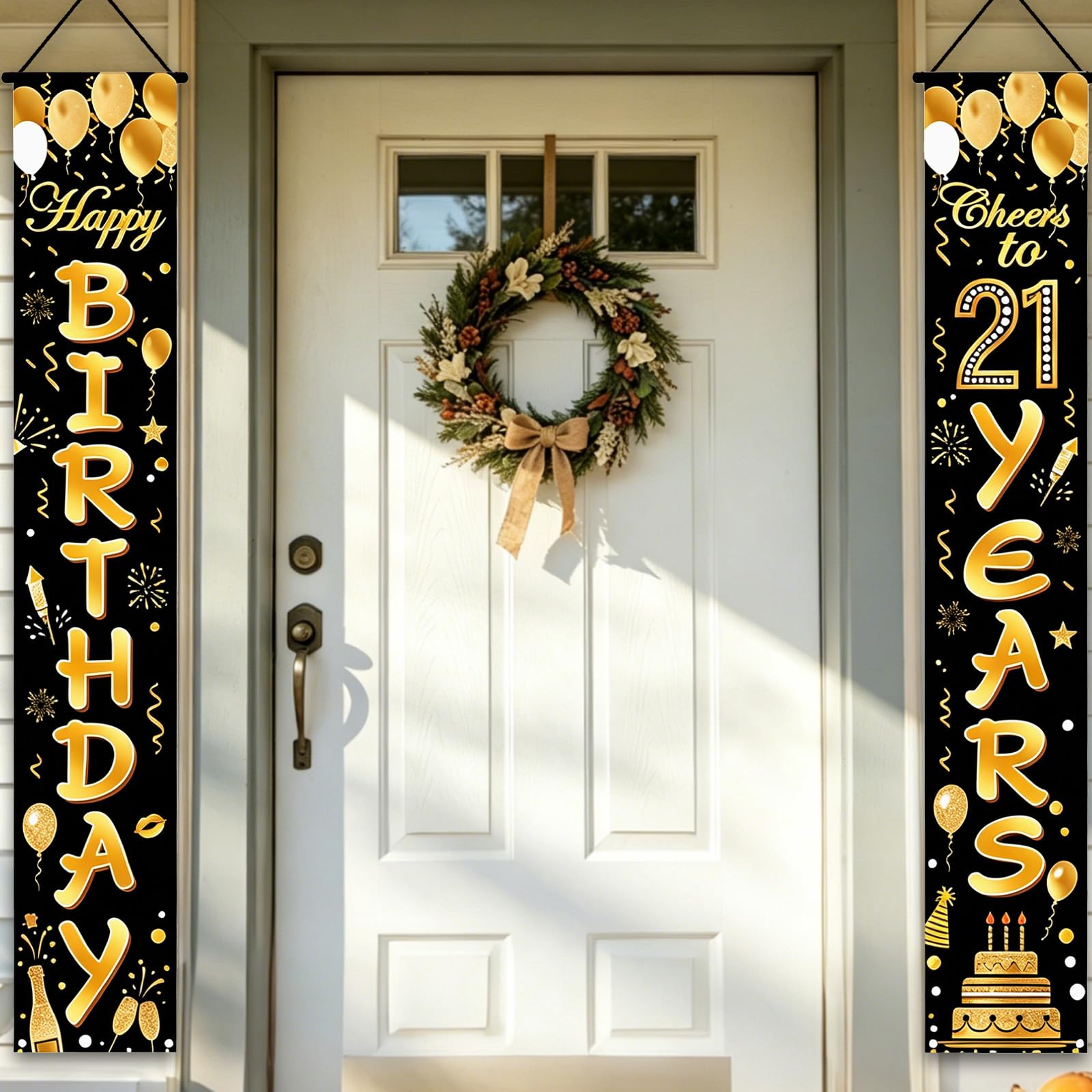 Srotmirw 21st Birthday Door Banner Set for Birthday Party Decoration