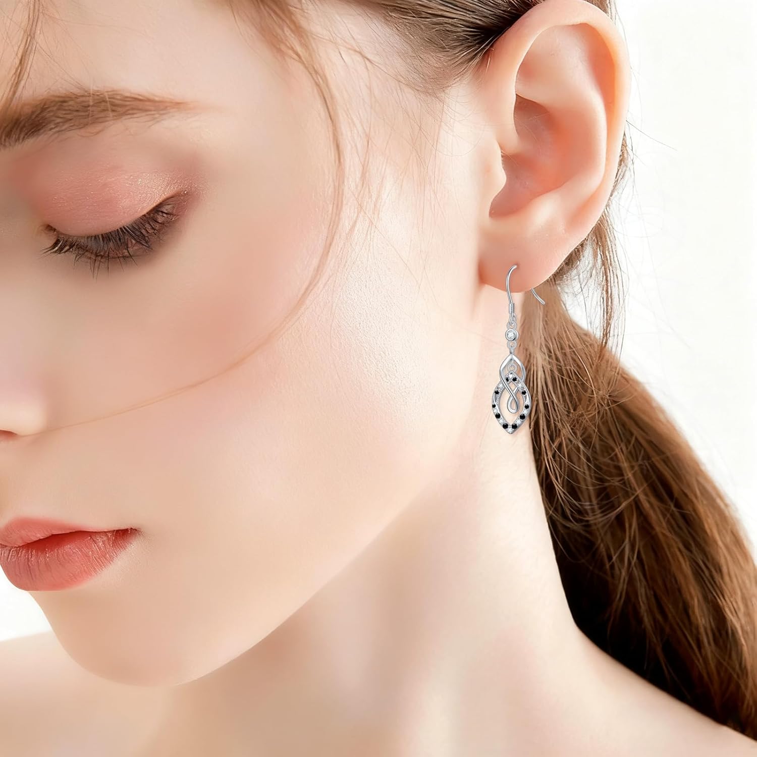 Alphm Dangle Earrings for Women 925 Sterling Silver Spiral Infinity Linear Swirl Wire Earring Cubic Zirconia Twist Earrings Hypoallergenic Fashion Mother's Day Jewelry Gifts for Mom