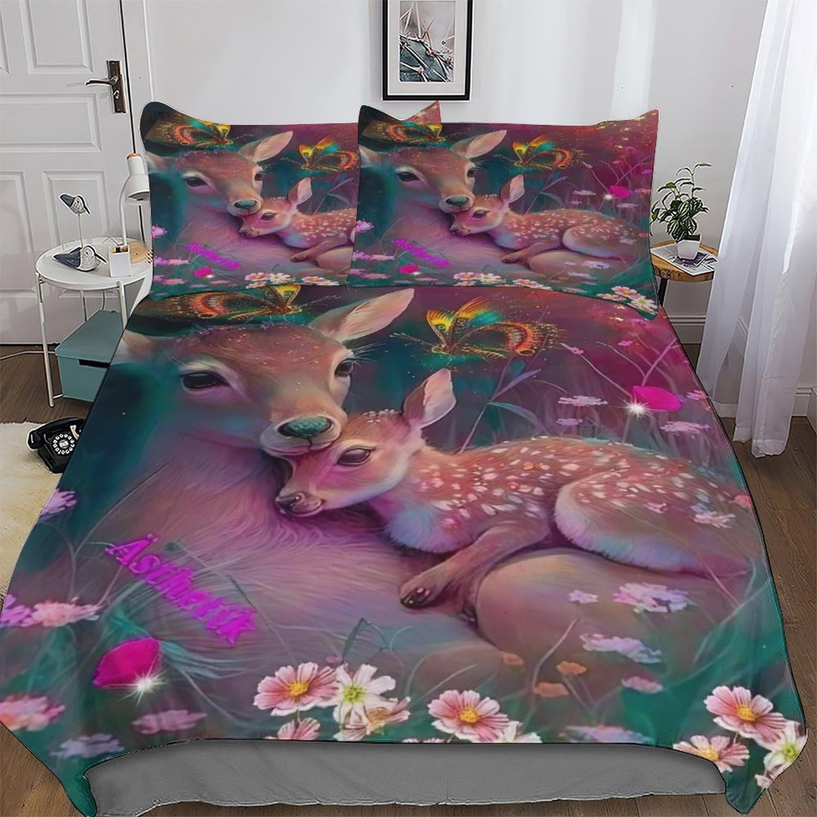 Parure de lit cerf 200x200 cm en microfibre haut de gamme
