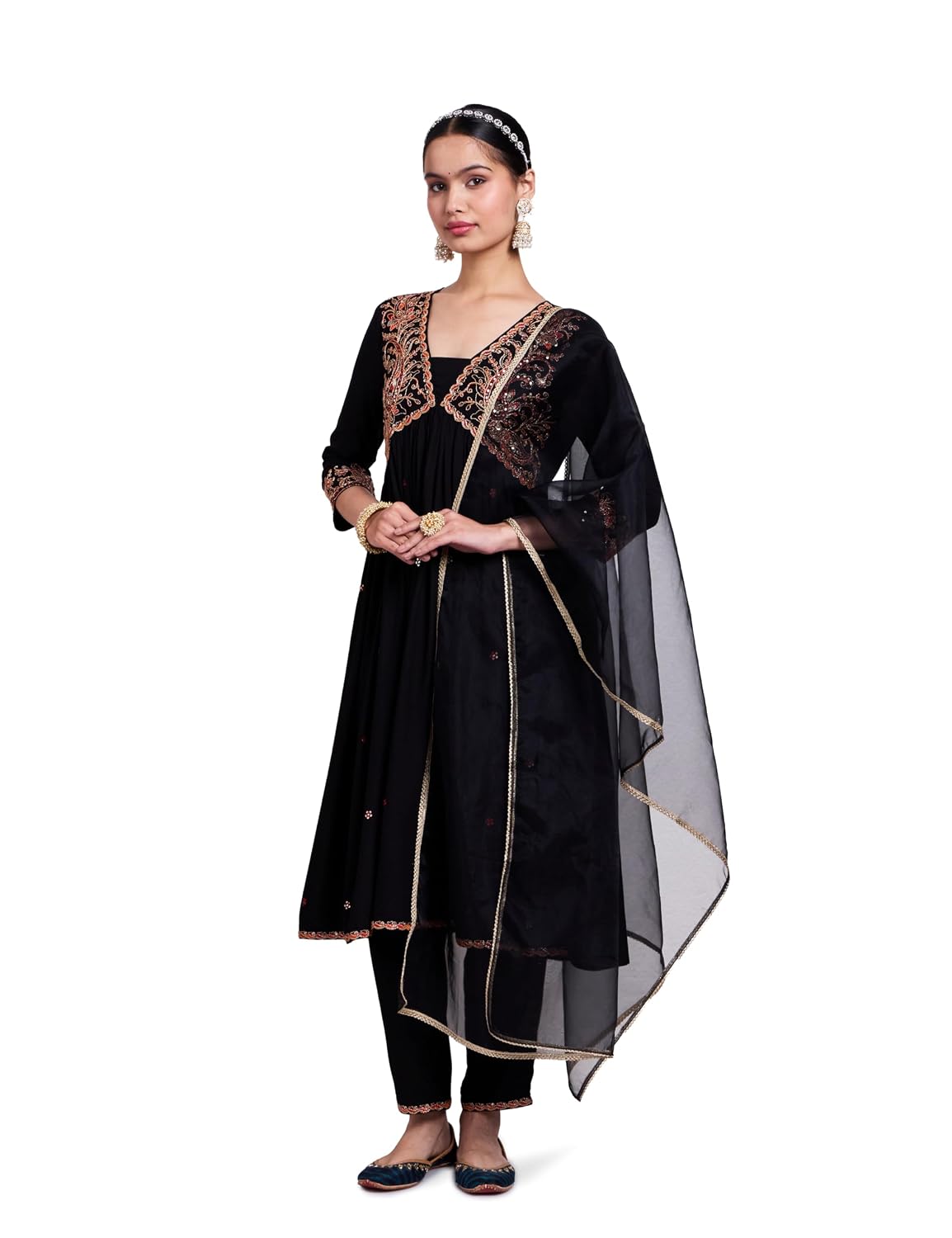 Amazon Brand - Myx Women's Embroidered Anarkali Kurta Pant Set with Organza Dupatta | Salwar Suit (Available in Plus Sizes) - Review, Price and Buying Guide