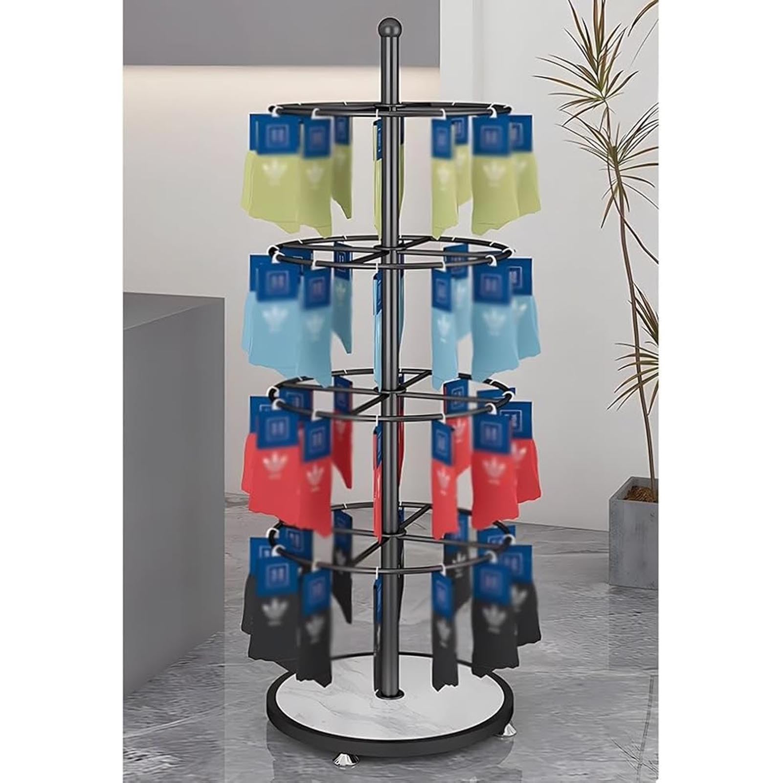THEGA Espositore Girevole per Calzini, Espositore Circolare in Metallo per Portachiavi E Giocattoli, Scaffale da Terra per Centri Commerciali E Negozi di Abbigliamento(Black)