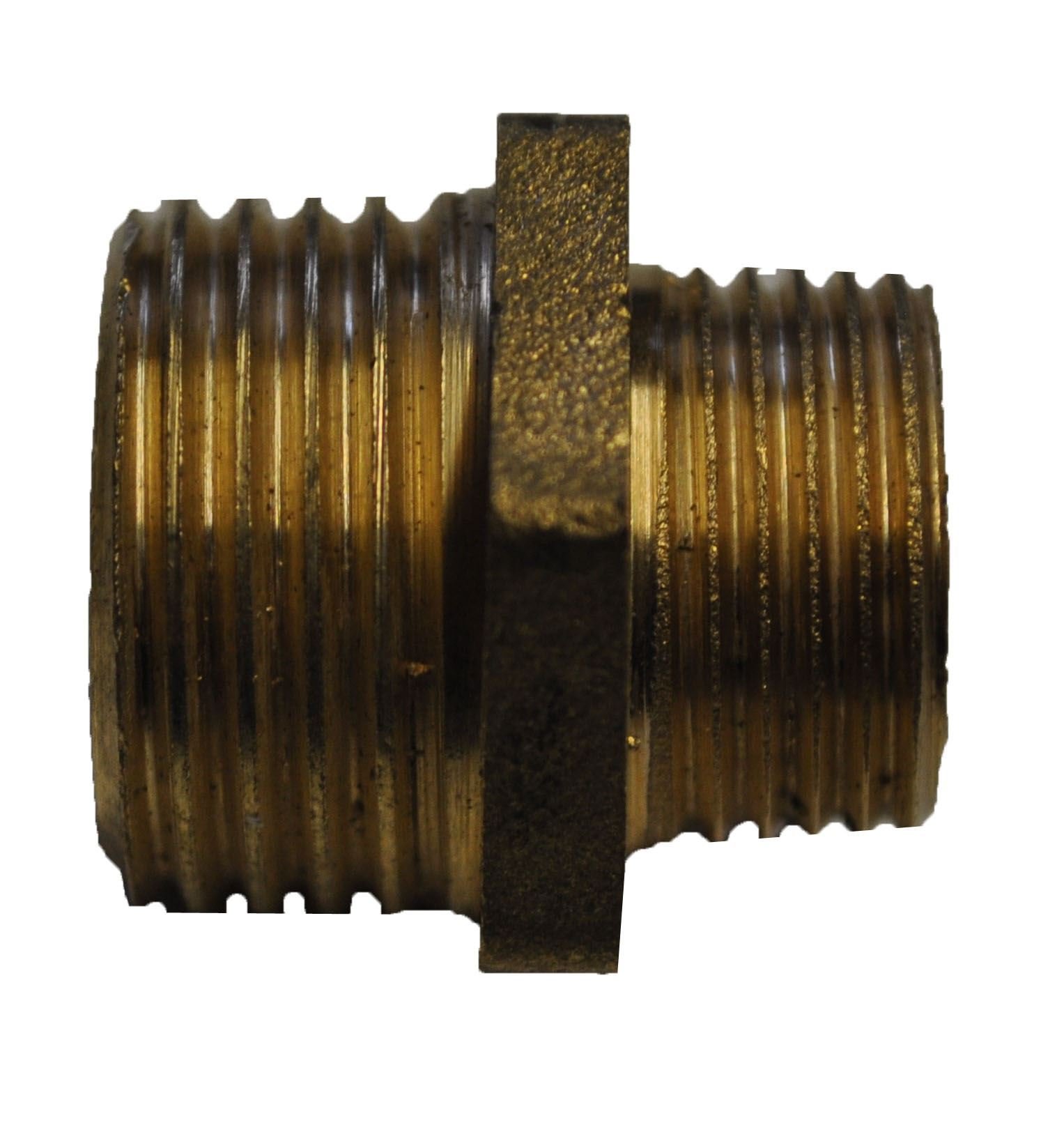 1/2 x 1/4" Brass Hexagon Reducing Nipple
