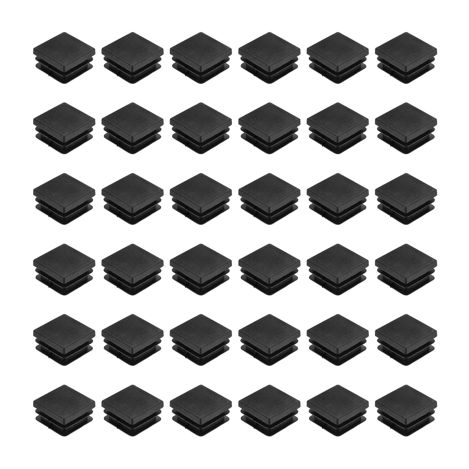 uxcell 38Pcs Square Plastic Plugs, 28 x 28mm/1.1 x 1.1inch PE Pipe Tubing End Caps for 22-26mm/0.87-1.02inch Square Tube Furniture Chair Leg, Black