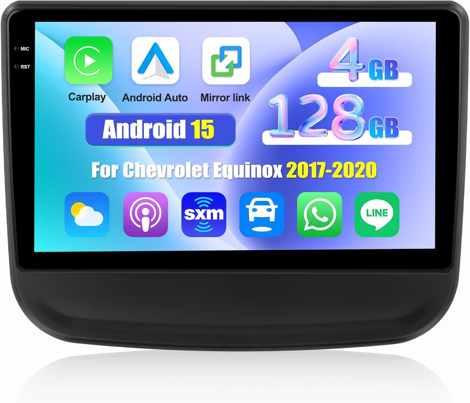 [4G+128G] Android 15 Car Radio for for Chevrolet Equinox 2017-2020 with Carplay Android Auto 10.1 Inch Touch Screen Bluetooth FM RDS/WiFi/GPS Navigation/SWC+AHD Backup Camera