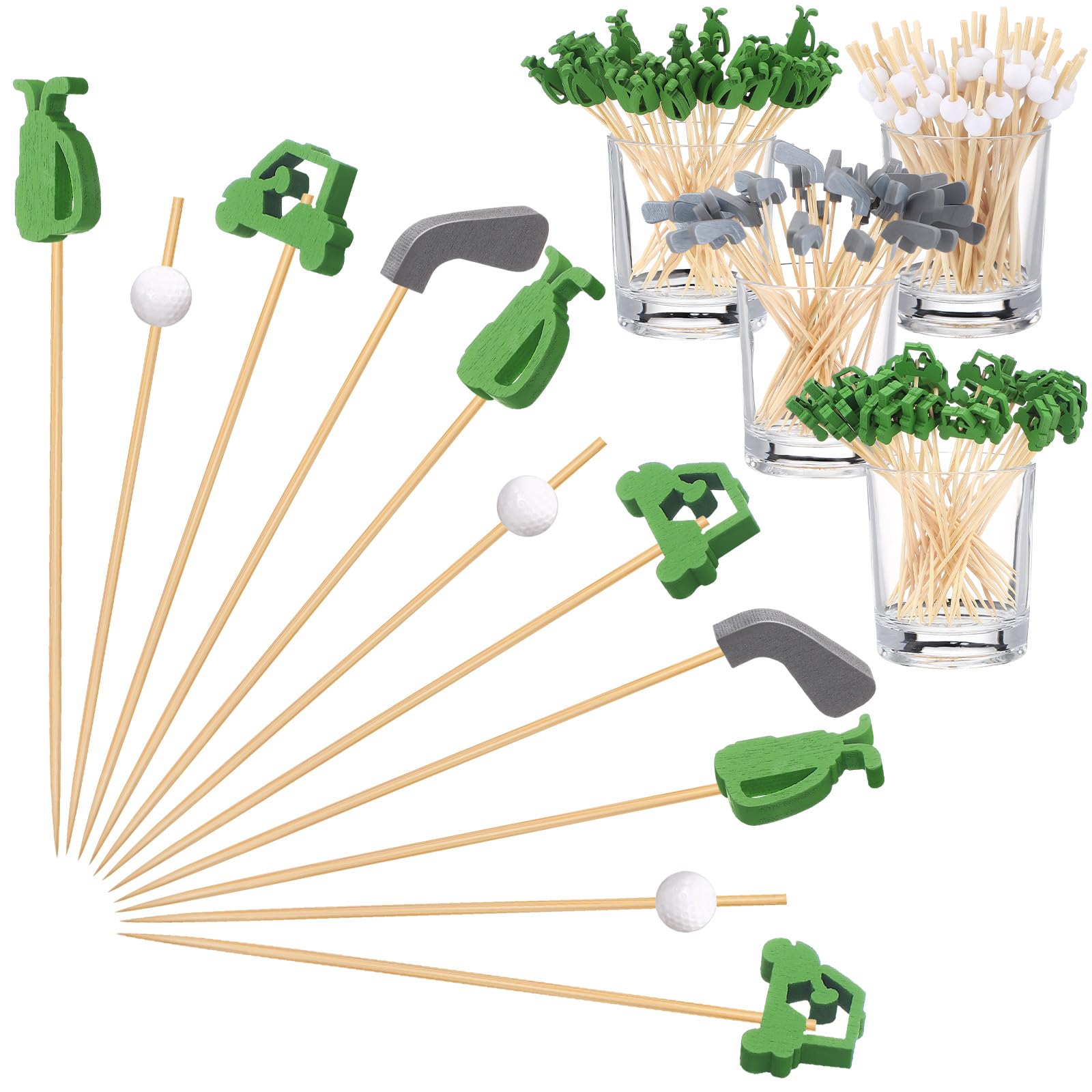200 Pcs Golf Cocktail Picks 4.7" Golf Toothpick Bulk