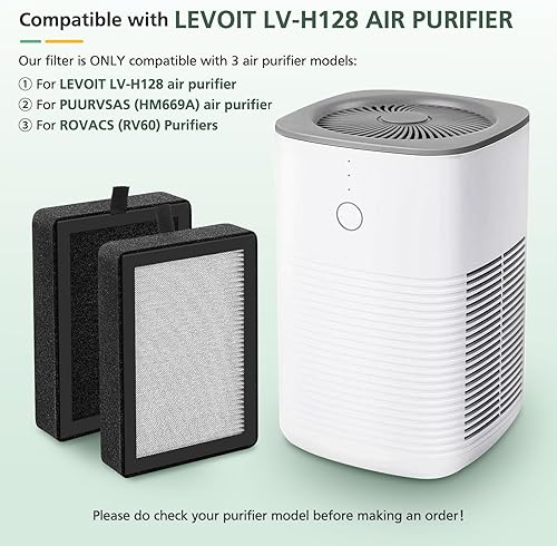 Miniatura 3 de isinlive LV-H128 Filtro de repuesto para purificador de aire compatible con filtro HEPA 3 en 1 LEVOIT LV-H128PUURVSAS (HM669A)  ROVACS (RV60), 4