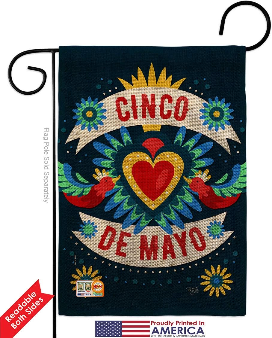 Cambaya Cinco De Mayo Burlap Burlap Garden Flag Set Wood Dowel Summertime Party Cactus Pinata Sombrero Mexican Fiesta Outdoor Small Decorative Gift Yard House Banner Double-Sided Made In USA 13 X 18.5