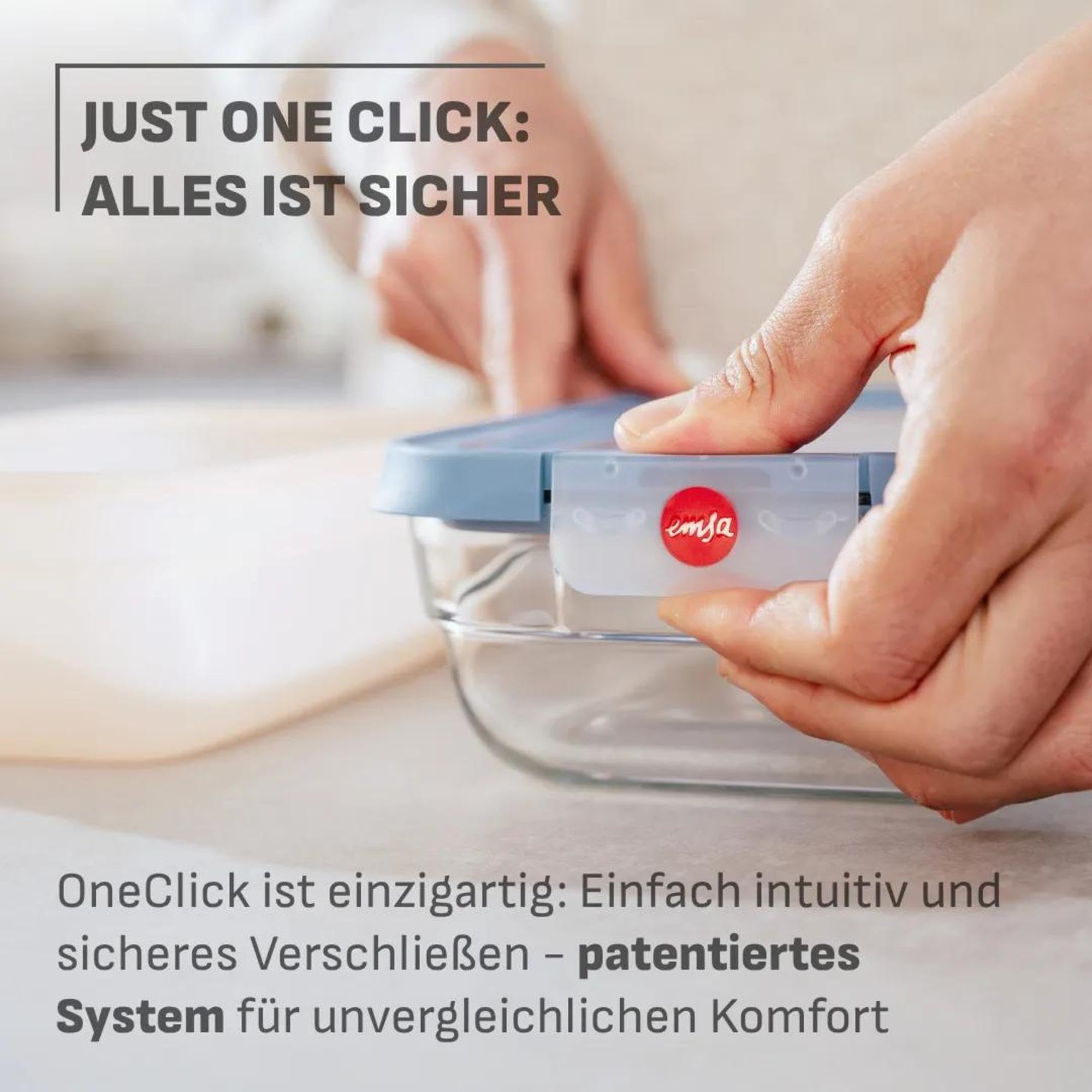 EMSA OneClick Glas Set 6-tlg. Lebensmittelaufbewahrungsboxen, Food storage