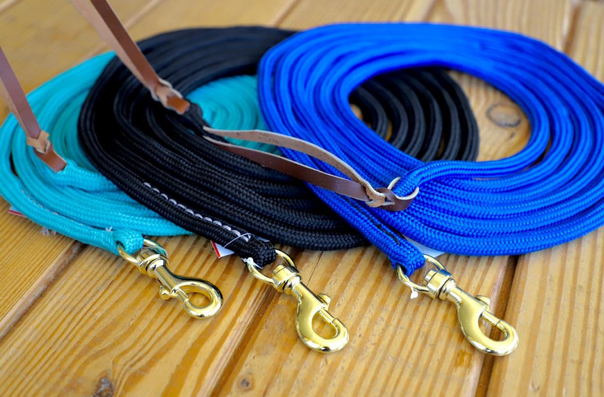 CHALLENGER Horse 36' Long Soft Cotton Web Lunge Line Black ' 98J01BK-36