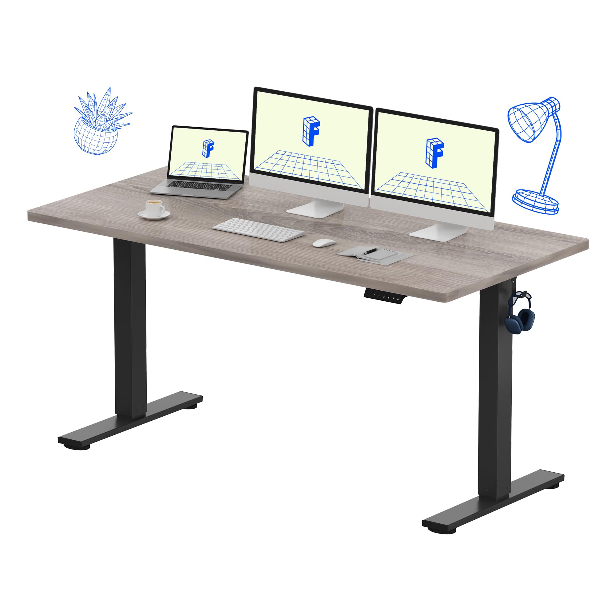 FlexiSpot 天板Grey Wood 120×60cm Amazon.com: FLEXISPOT EN1 One-Piece Standing Desk 48 x 24